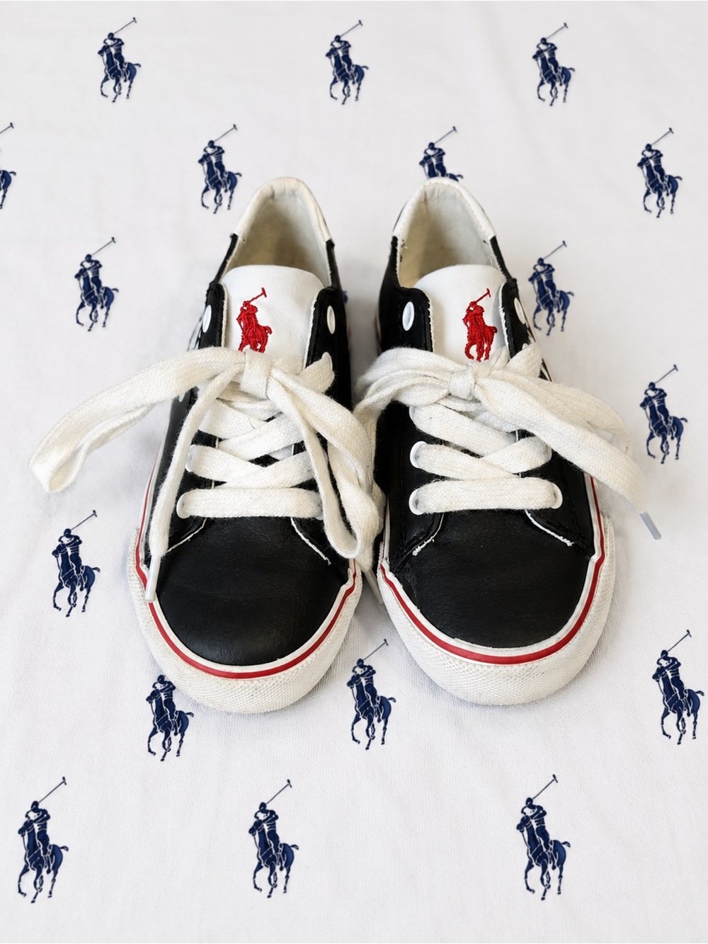Polo by Ralph Lauren Kids Black, White & Red Low-Top Sneakers